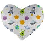 Seamless Pattern Cartoon Space Planets Isolated White Background Large 19  Premium Heart Shape Cushions Back