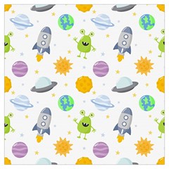 Seamless Pattern Cartoon Space Planets Isolated White Background Lightweight Scarf 