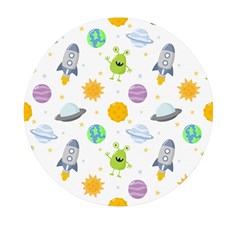 Seamless Pattern Cartoon Space Planets Isolated White Background Mini Round Pill Box (pack Of 5) by Hannah976