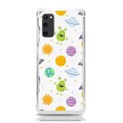 Seamless Pattern Cartoon Space Planets Isolated White Background Samsung Galaxy S20 6.2 Inch TPU UV Case