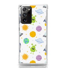 Seamless Pattern Cartoon Space Planets Isolated White Background Samsung Galaxy Note 20 Ultra TPU UV Case