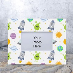 Seamless Pattern Cartoon Space Planets Isolated White Background White Tabletop Photo Frame 4 x6  by Hannah976