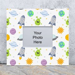 Seamless Pattern Cartoon Space Planets Isolated White Background White Wall Photo Frame 5  X 7  by Hannah976