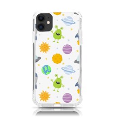 Seamless Pattern Cartoon Space Planets Isolated White Background iPhone 11 TPU UV Print Case