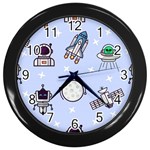 Seamless Pattern With Space Theme Wall Clock (Black) Front