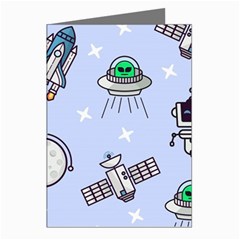 Seamless Pattern With Space Theme Greeting Cards (pkg Of 8)