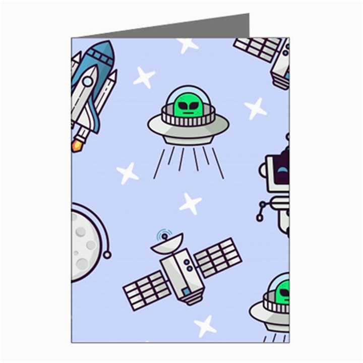 Seamless Pattern With Space Theme Greeting Cards (Pkg of 8)