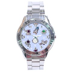 Seamless Pattern With Space Theme Stainless Steel Analogue Watch by Hannah976