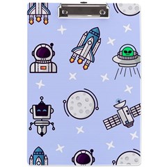 Seamless Pattern With Space Theme A4 Acrylic Clipboard by Hannah976