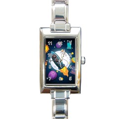 Spaceship Astronaut Space Rectangle Italian Charm Watch by Hannah976