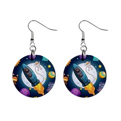 Spaceship Astronaut Space Mini Button Earrings by Hannah976