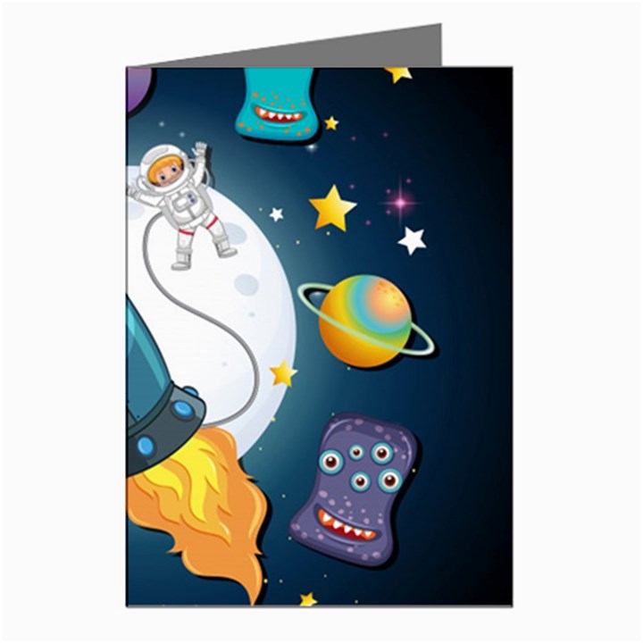 Spaceship Astronaut Space Greeting Cards (Pkg of 8)