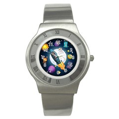 Spaceship Astronaut Space Stainless Steel Watch by Hannah976