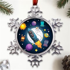 Spaceship Astronaut Space Metal Large Snowflake Ornament by Hannah976