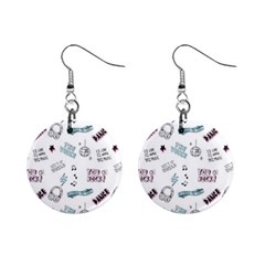 Music Themed Doodle Seamless Background Mini Button Earrings by Hannah976