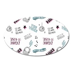 Music Themed Doodle Seamless Background Oval Magnet by Hannah976