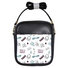 Music Themed Doodle Seamless Background Girls Sling Bag by Hannah976