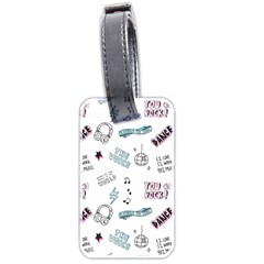 Music Themed Doodle Seamless Background Luggage Tag (two Sides) by Hannah976