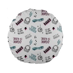 Music Themed Doodle Seamless Background Standard 15  Premium Flano Round Cushions by Hannah976