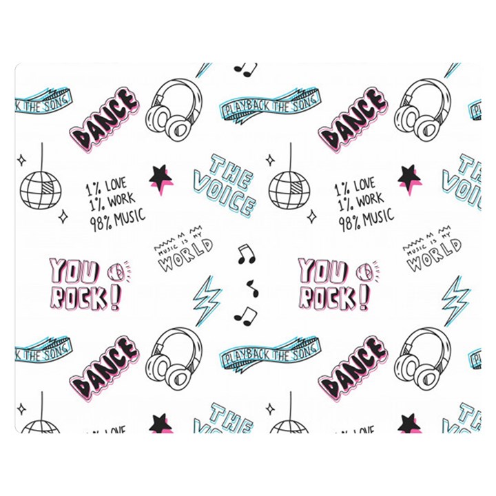 Music Themed Doodle Seamless Background Two Sides Premium Plush Fleece Blanket (Medium)