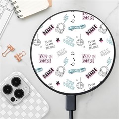 Music Themed Doodle Seamless Background Wireless Fast Charger(black) by Hannah976