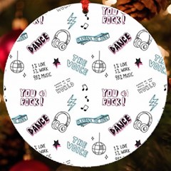 Music Themed Doodle Seamless Background Uv Print Acrylic Ornament Round