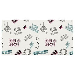 Music Themed Doodle Seamless Background Banner And Sign 8  X 4  by Hannah976