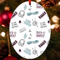 Music Themed Doodle Seamless Background Uv Print Acrylic Ornament Oval by Hannah976