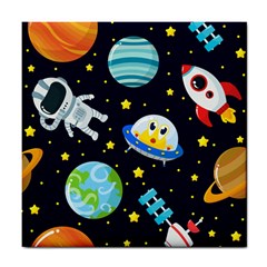 Space Seamless Pattern Illustration Tile Coaster by Hannah976