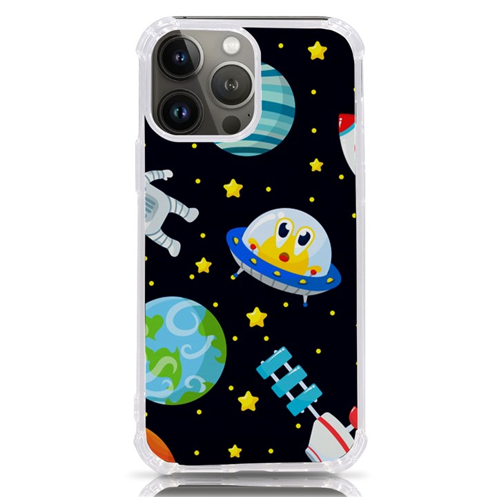 Space Seamless Pattern Illustration iPhone 13 Pro Max TPU UV Print Case