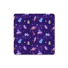 Space Seamless Pattern Square Magnet by Hannah976