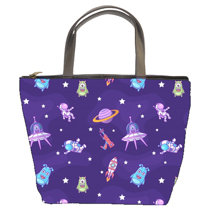 Space Seamless Pattern Bucket Bag