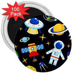 Space Seamless Pattern Cartoon Art 3  Magnets (100 Pack) by Hannah976