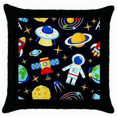 Space Seamless Pattern Cartoon Art Throw Pillow Case (black) by Hannah976