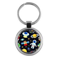 Space Seamless Pattern Cartoon Art Key Chain (round) by Hannah976