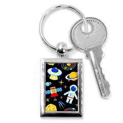 Space Seamless Pattern Cartoon Art Key Chain (rectangle) by Hannah976