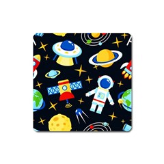 Space Seamless Pattern Cartoon Art Square Magnet by Hannah976