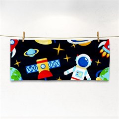 Space Seamless Pattern Cartoon Art Hand Towel by Hannah976