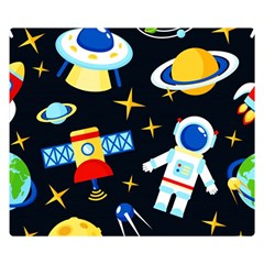 Space Seamless Pattern Cartoon Art Two Sides Premium Plush Fleece Blanket (small) by Hannah976