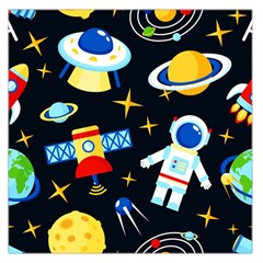 Space Seamless Pattern Cartoon Art Square Satin Scarf (36  X 36 ) by Hannah976