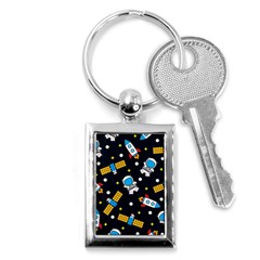 Seamless Adventure Space Vector Pattern Background Key Chain (rectangle) by Hannah976