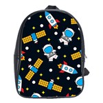 Seamless Adventure Space Vector Pattern Background School Bag (XL) Front