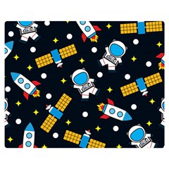 Seamless Adventure Space Vector Pattern Background Two Sides Premium Plush Fleece Blanket (medium) by Hannah976