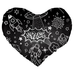 Vector Flat Space Design Background With Text Large 19  Premium Heart Shape Cushions by Hannah976