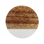 Space Seamless Pattern Art Marble Wood Coaster (Round) Front