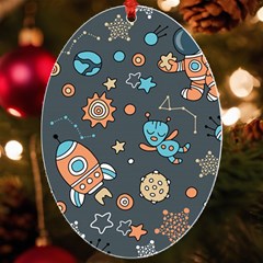 Space Seamless Pattern Art Uv Print Acrylic Ornament Oval by Hannah976