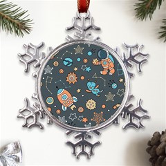 Space Seamless Pattern Art Metal Large Snowflake Ornament by Hannah976