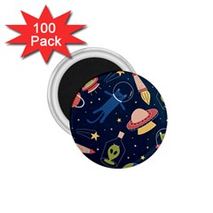 Seamless Pattern With Funny Aliens Cat Galaxy 1 75  Magnets (100 Pack)  by Hannah976