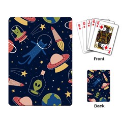 Seamless Pattern With Funny Aliens Cat Galaxy Playing Cards Single Design (rectangle) by Hannah976