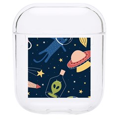 Seamless Pattern With Funny Aliens Cat Galaxy Hard Pc Airpods 1/2 Case by Hannah976